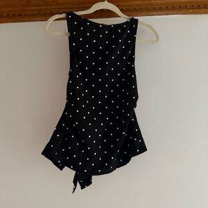 Cider Black and White Polka Dot Sleeveless Blouse